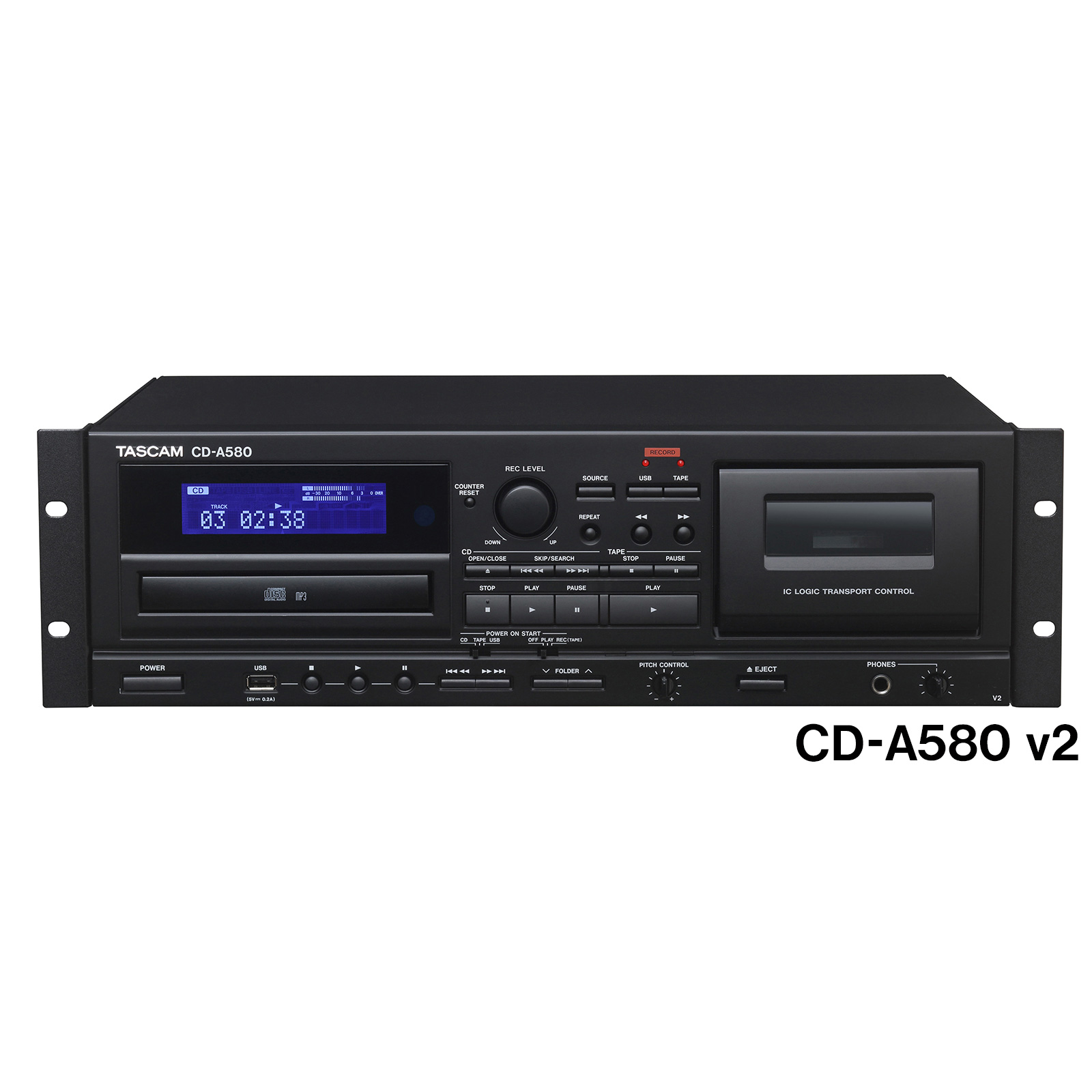 TASCAM 「CD-A580 v2」業務用カセットレコーダー/CDプレーヤー/USB 